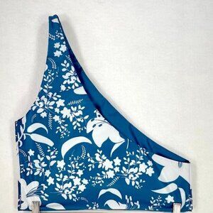 Baiia Tahiti Reversible Bikini Top One Shoulder Floral Summer Resort Beach NWOT